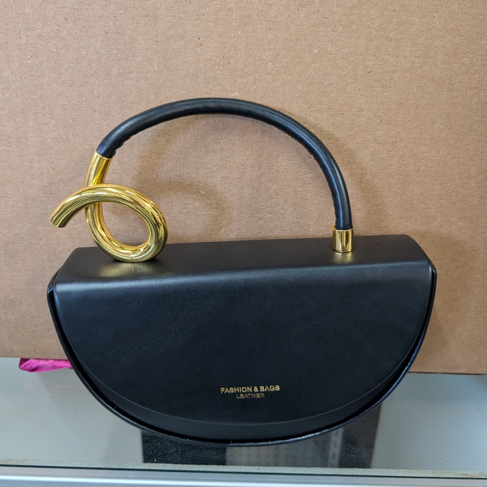 Black Clutch with Gold Handle